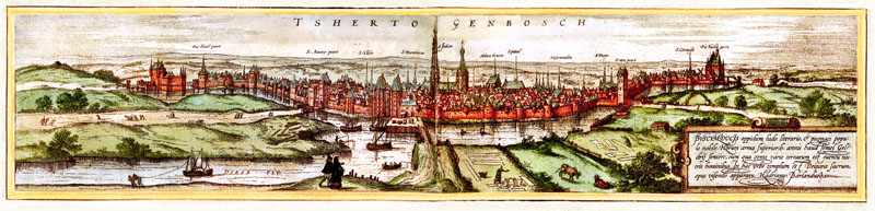 Gezicht op Den Bosch 1584 Braun en Hogenberg
